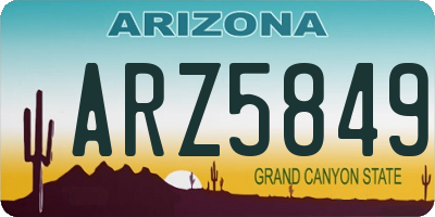 AZ license plate ARZ5849