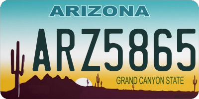 AZ license plate ARZ5865