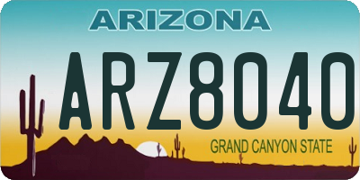 AZ license plate ARZ8040