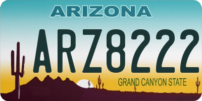AZ license plate ARZ8222