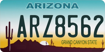 AZ license plate ARZ8562