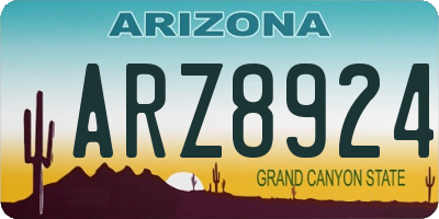 AZ license plate ARZ8924