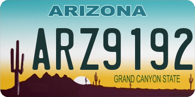 AZ license plate ARZ9192