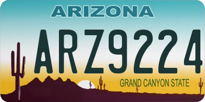 AZ license plate ARZ9224