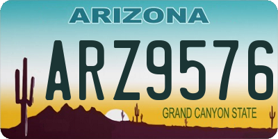 AZ license plate ARZ9576