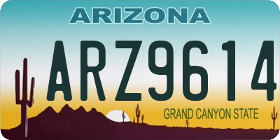 AZ license plate ARZ9614