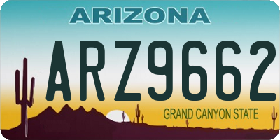 AZ license plate ARZ9662
