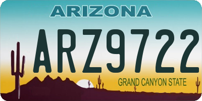 AZ license plate ARZ9722