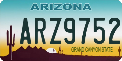 AZ license plate ARZ9752