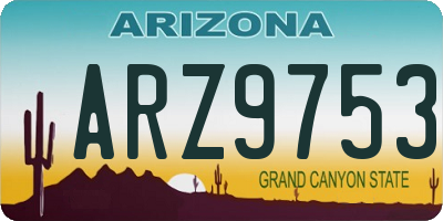 AZ license plate ARZ9753