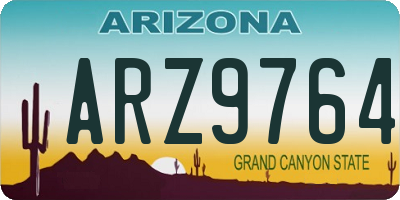 AZ license plate ARZ9764