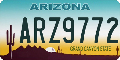 AZ license plate ARZ9772