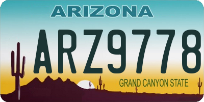 AZ license plate ARZ9778