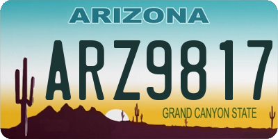 AZ license plate ARZ9817