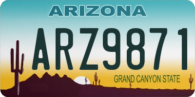 AZ license plate ARZ9871