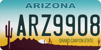 AZ license plate ARZ9908