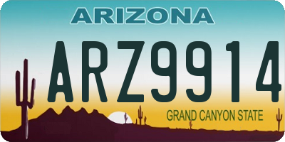 AZ license plate ARZ9914