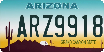 AZ license plate ARZ9918