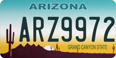 AZ license plate ARZ9972