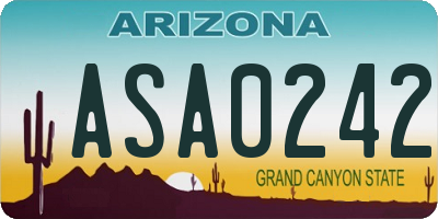 AZ license plate ASA0242