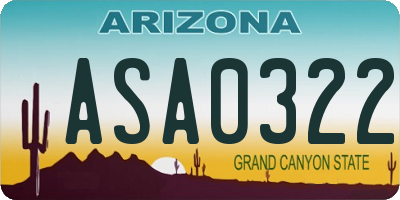 AZ license plate ASA0322