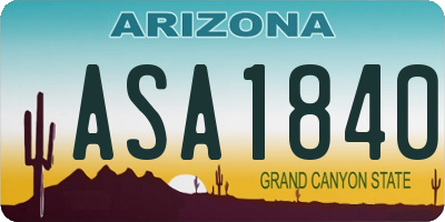 AZ license plate ASA1840