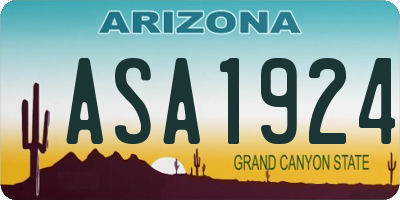 AZ license plate ASA1924
