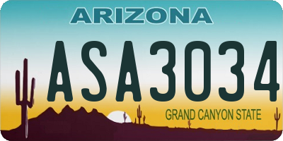 AZ license plate ASA3034
