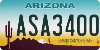 AZ license plate ASA3400