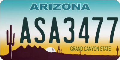 AZ license plate ASA3477