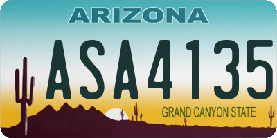 AZ license plate ASA4135