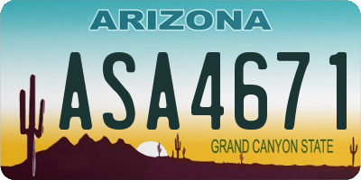 AZ license plate ASA4671