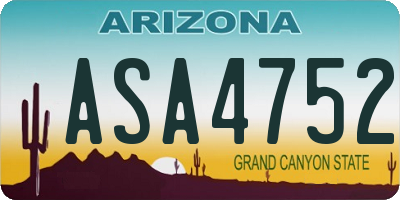 AZ license plate ASA4752