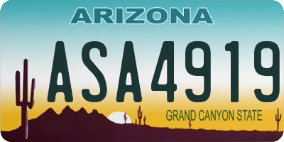 AZ license plate ASA4919
