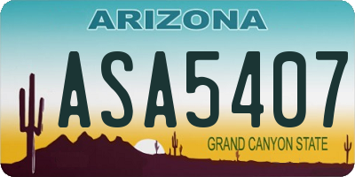 AZ license plate ASA5407