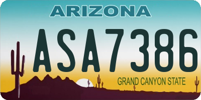 AZ license plate ASA7386