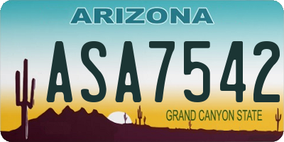 AZ license plate ASA7542