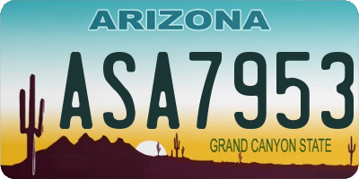 AZ license plate ASA7953