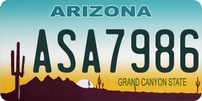 AZ license plate ASA7986