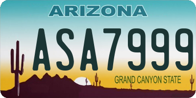 AZ license plate ASA7999