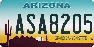 AZ license plate ASA8205
