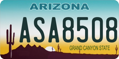 AZ license plate ASA8508