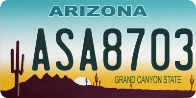 AZ license plate ASA8703