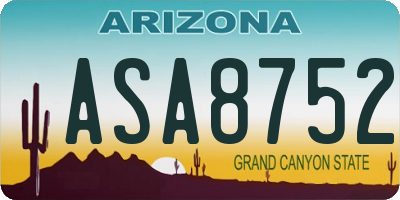 AZ license plate ASA8752