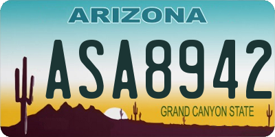 AZ license plate ASA8942