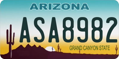 AZ license plate ASA8982