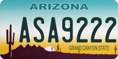 AZ license plate ASA9222