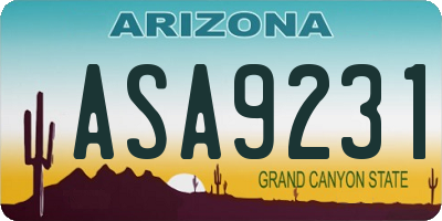 AZ license plate ASA9231