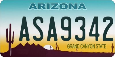 AZ license plate ASA9342