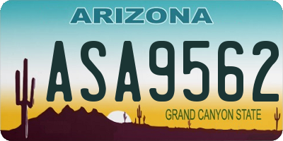 AZ license plate ASA9562